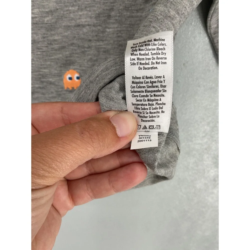 Justice Girls Pac-Man Cropped Graphic Tee Embroidered Gray S 7/8